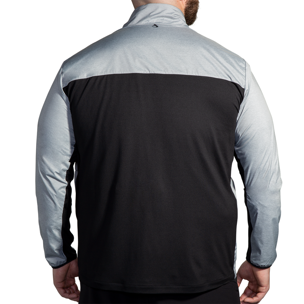 Brooks Fusion Hybrid Jacket 2.0 — Heather Ash - Black — Size Small — Side View