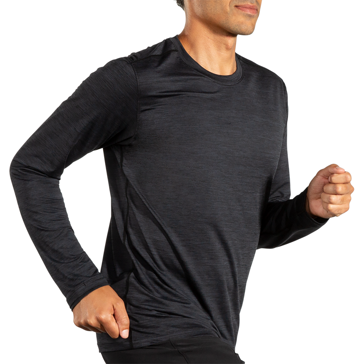 Brooks Luxe Longsleeve — Heather Deep Black — Size Medium — Alternate View 8