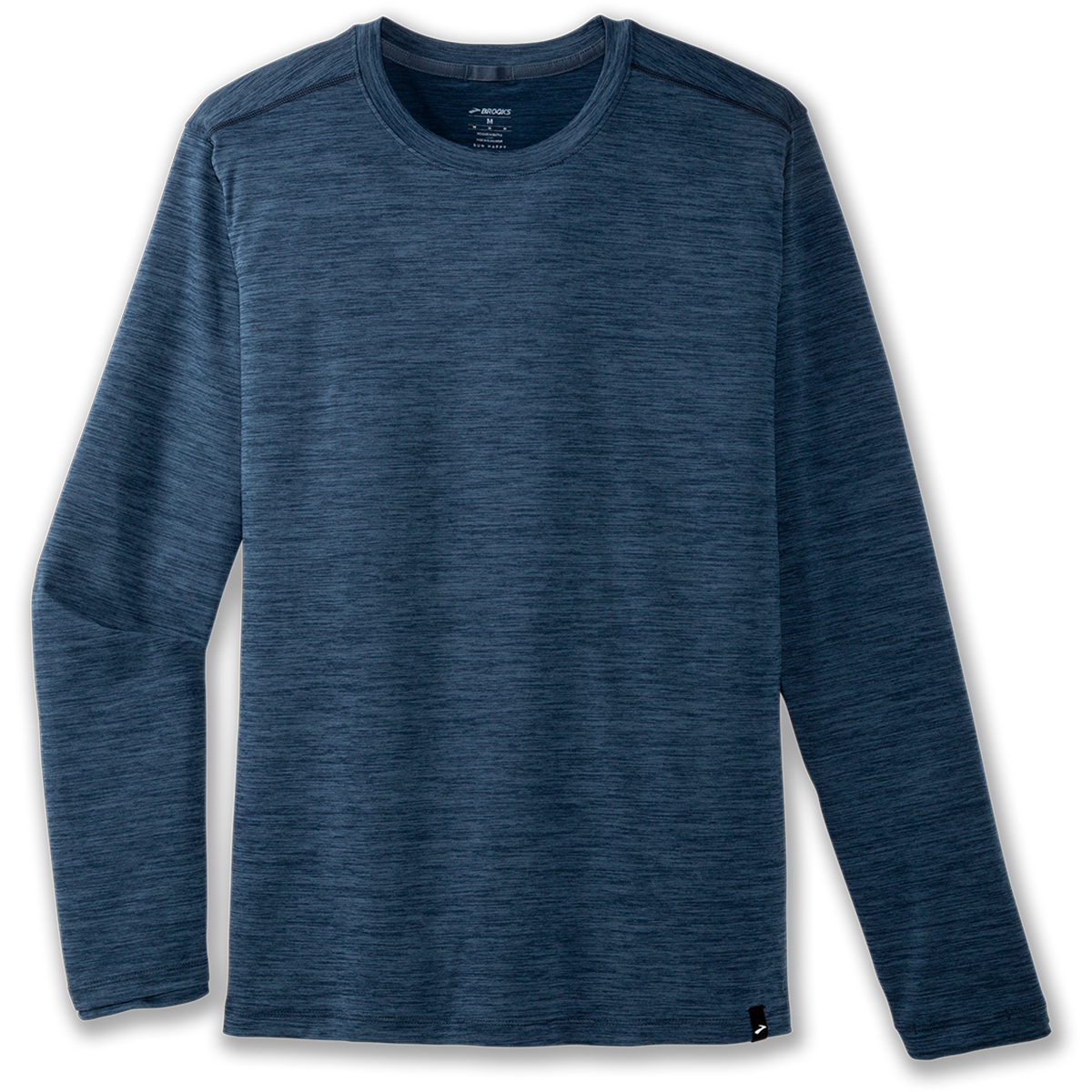 Brooks Luxe Longsleeve — Heather Deep Black — Size Medium — Detail View