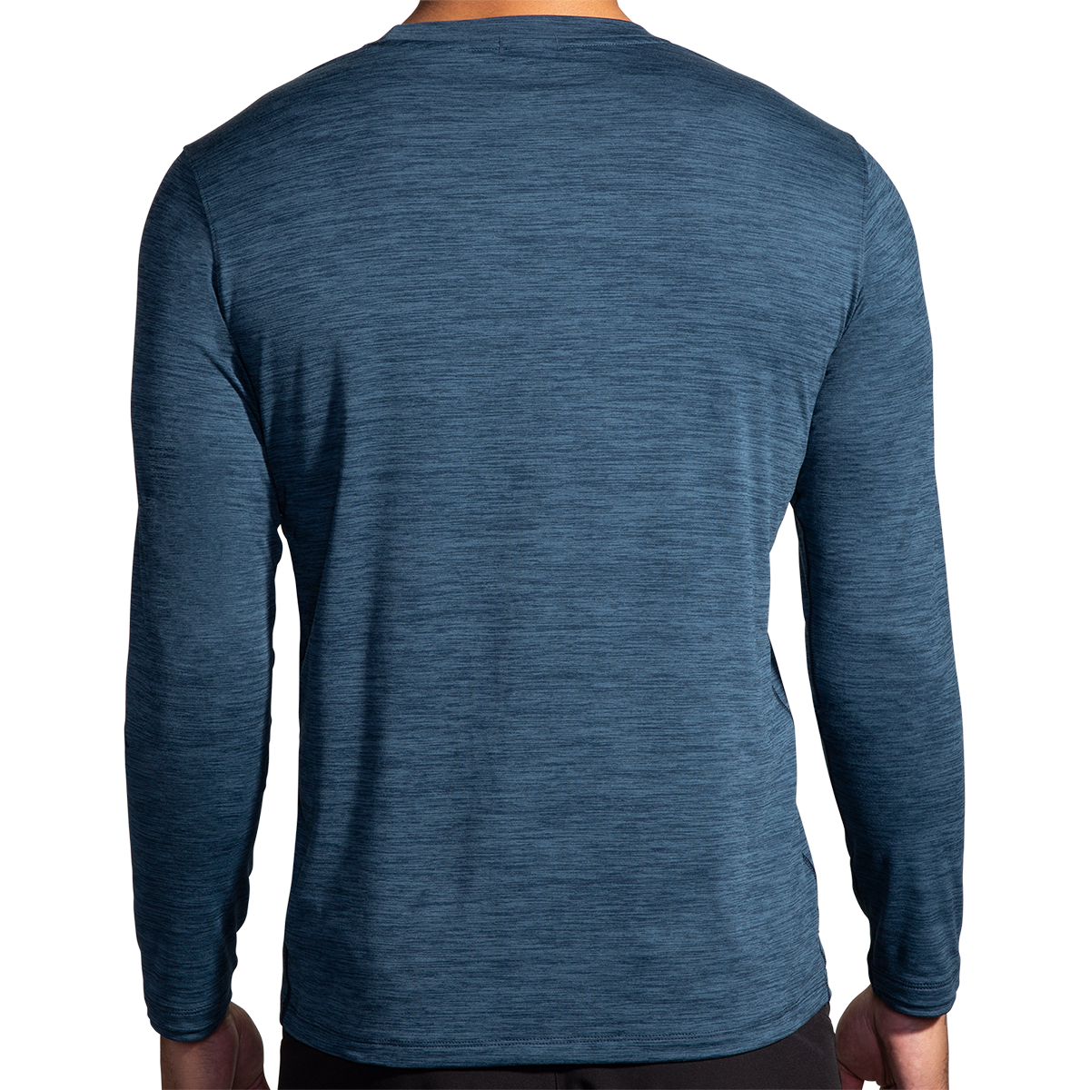 Brooks Luxe Longsleeve — Heather Deep Black — Size Medium — Back View
