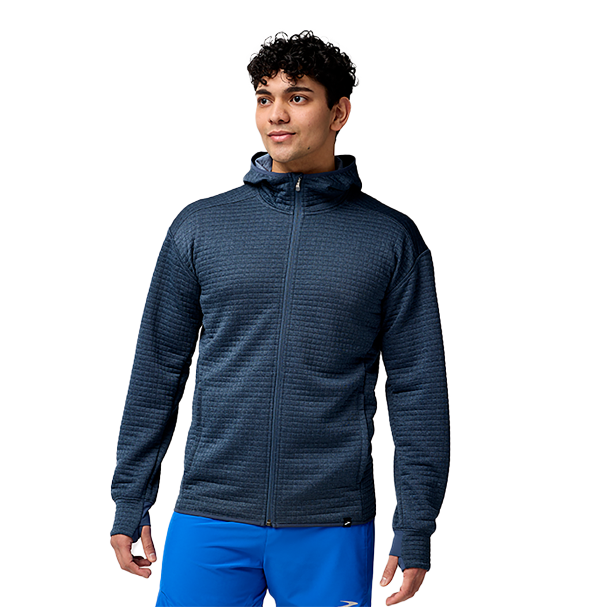 Brooks Activate Midweight Hoodie — Htr Blue Slate — Size Small — Front View