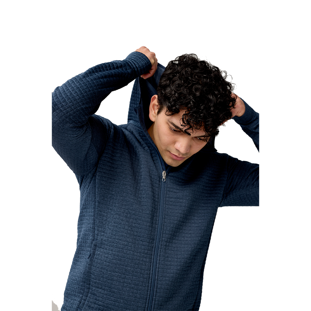 Brooks Activate Midweight Hoodie — Htr Blue Slate — Size Small — Back View