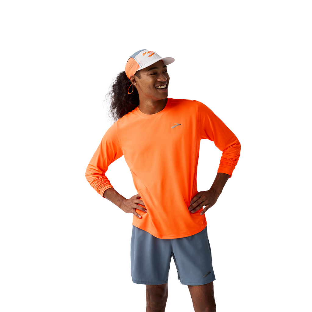 Brooks Atmosphere Long Sleeve 3.0 — Shocking Orange — Size Small — Top View