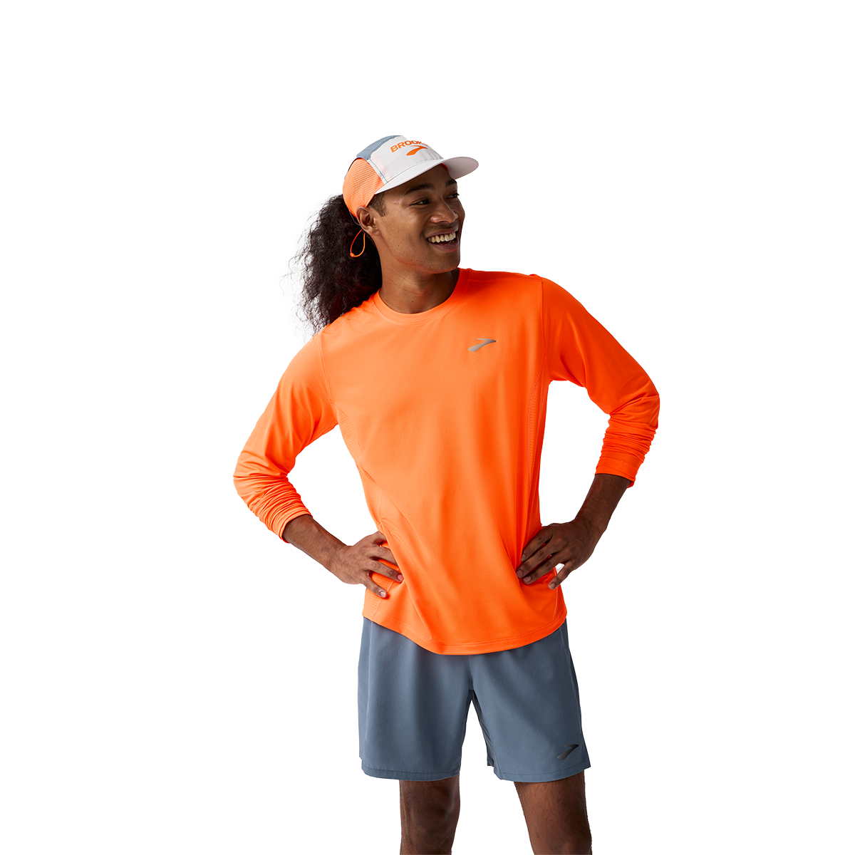 Brooks Atmosphere Long Sleeve 3.0 — Shocking Orange — Size Small — Top View
