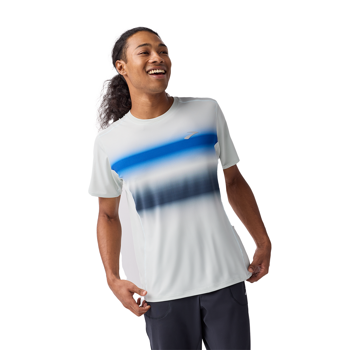 Brooks Atmosphere Short Sleeve 3.0 — Setting Stripe — Size Small — Detail View