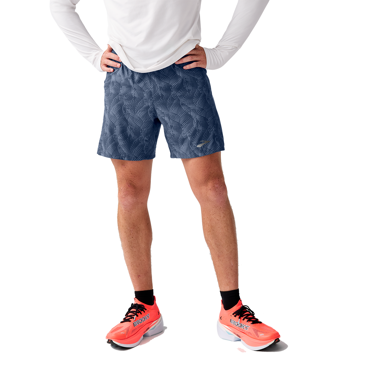 Brooks Journey 7" 2-in-1 Short — Neo Blue — Size Small — Lifestyle View