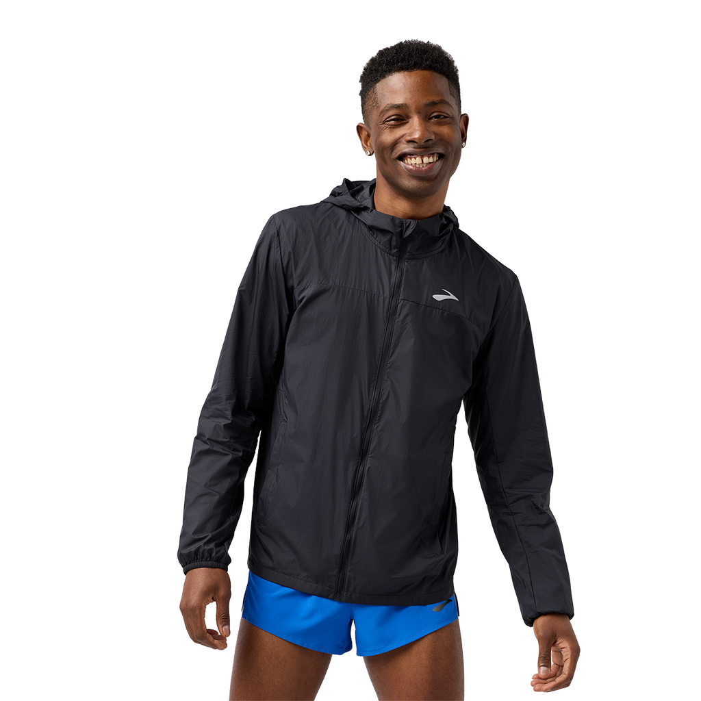 Brooks Canopy Packable Jacket — Black — Size Small — Front View