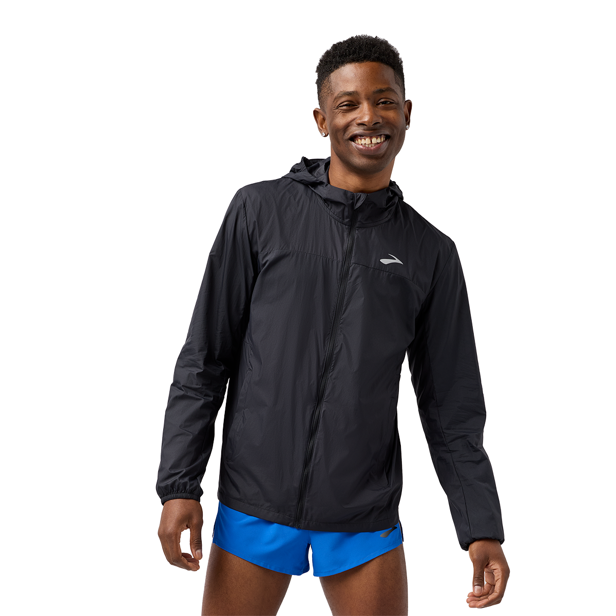 Brooks Canopy Packable Jacket — Black — Size Small — Front View