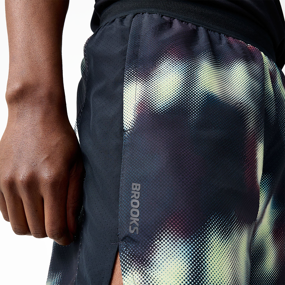 Brooks Dash Short Printed — Euphoryc Black — Size XSmall — Back View