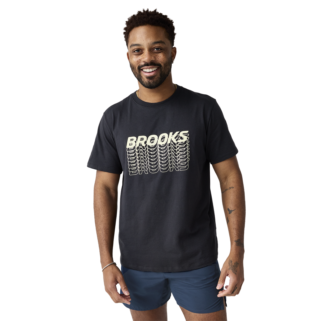 Brooks Graphic Short Sleeve — Black - Dark Luminary — Size XSmall — Front View