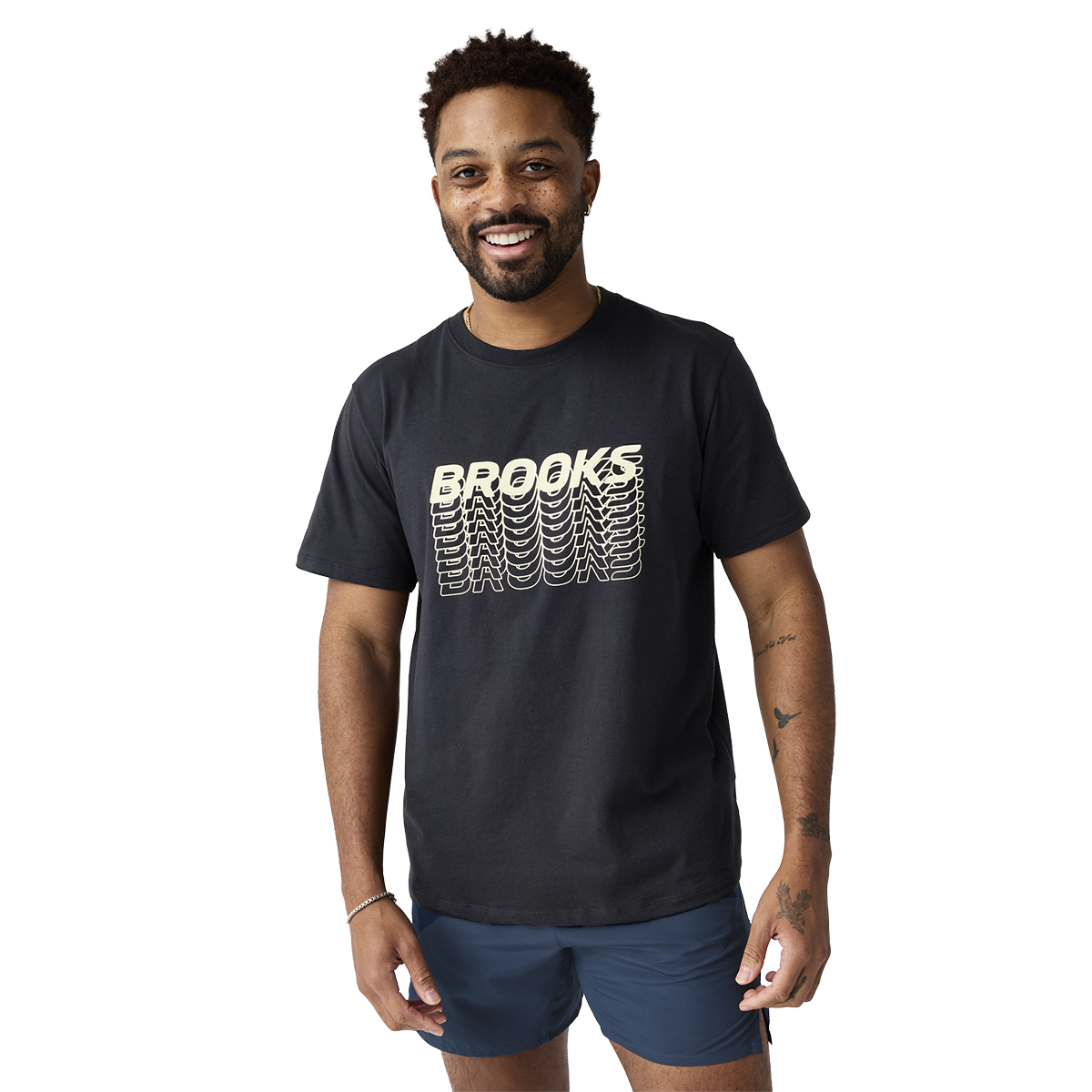 Brooks Graphic Short Sleeve — Black - Dark Luminary — Size XSmall — Front View
