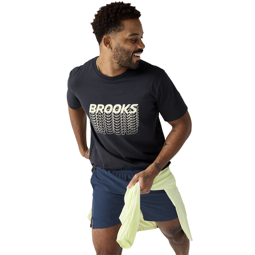 Brooks Graphic Short Sleeve — Black - Dark Luminary — Size XSmall — Side View