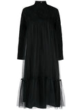 Noir Kei Ninomiya High Neck Tulle Overlay Midi Dress — Black — Size XS — Front View