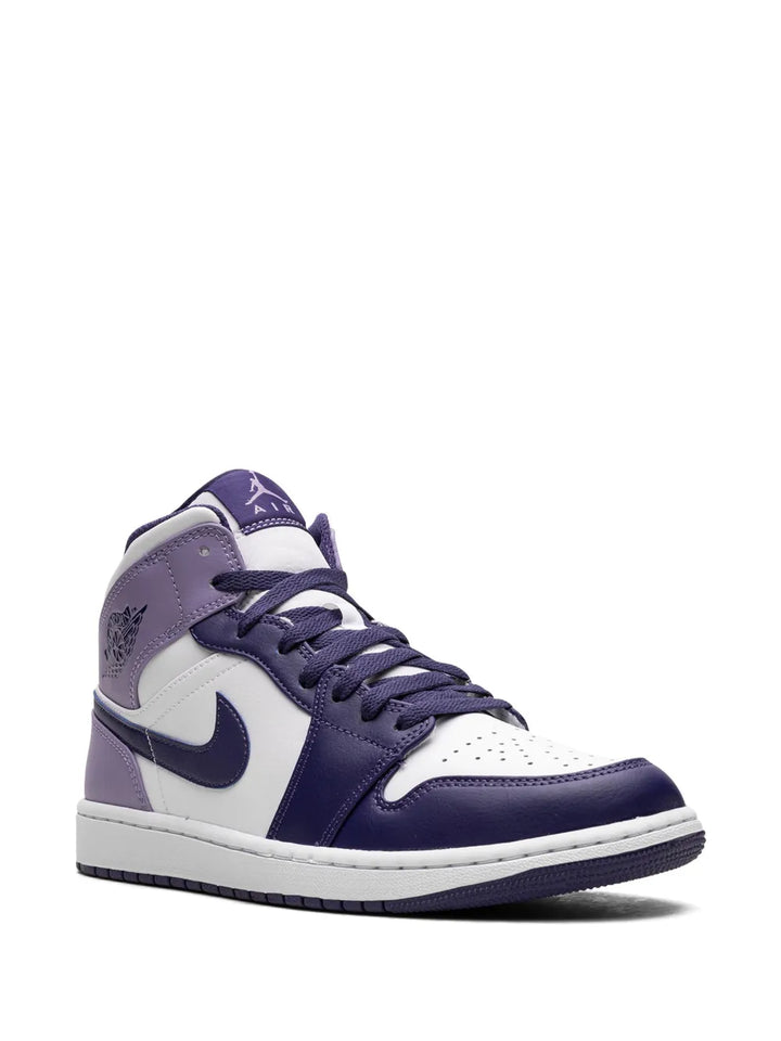 Air Jordan 1 Mid Blueberry Sneakers — Purple/White — Size US M 11.5 - US W 13 — Side View