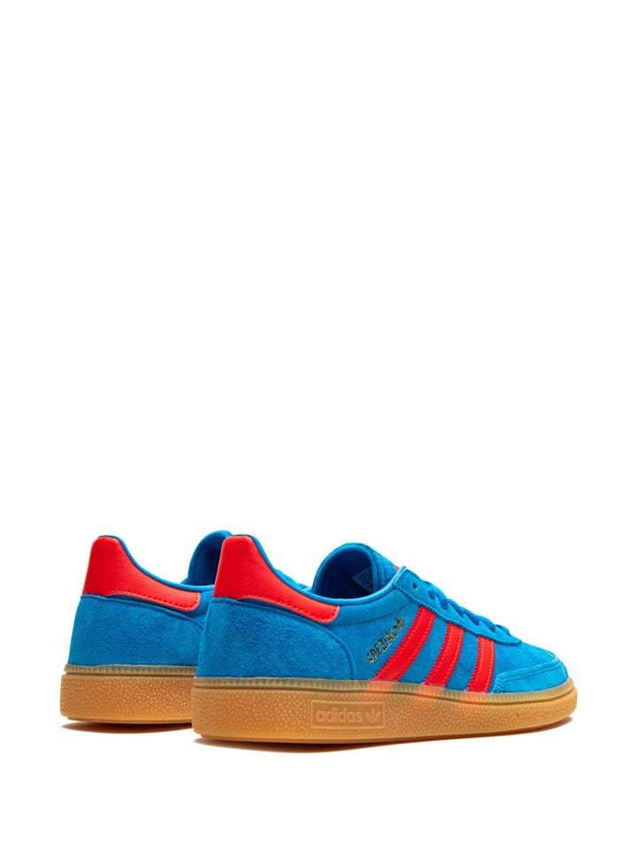 adidas Handball Spezial Suede Sneakers — Blue/Light Red — Size US M 3.5 - US W 5 — Back View