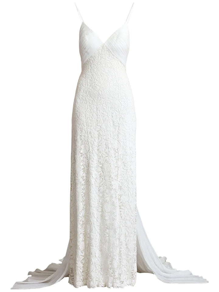 Tadashi Shoji Miramar Lace Bridal Gown — White/ Ivory — Size XS — Front View