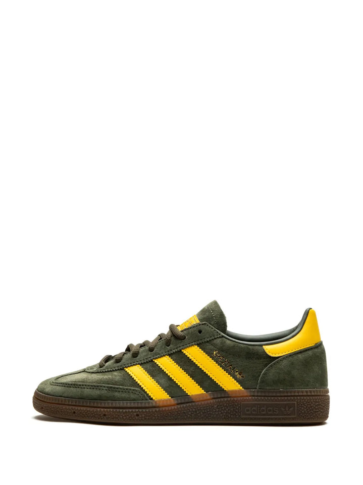 adidas Handball Spezial Tri/Yellow Sneakers — Green/Yellow — Size US M 9 - US W 10.5 — Detail View