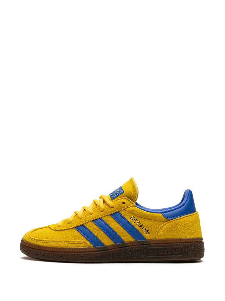 adidas Handball Spezial Yellow Sneakers — Yellow/Royal Blue — Size US M 9 - US W 10.5 — Top View