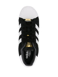 adidas Superstar Xlg Suede Leather Sneakers — Black/White/Gold-Tone — Size US M 9.5 - US W 11 — Top View