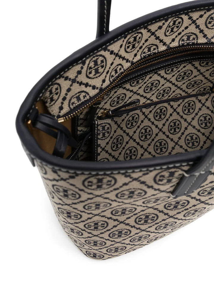Tory Burch Small T Monogram Zip Tote Bag — Same as shown — Size One Size — Detail View