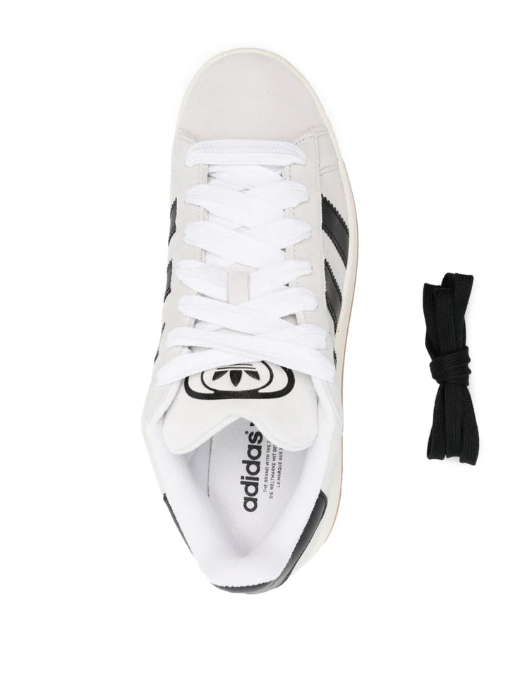 adidas Campus Low-Top Suede Sneakers — Light Grey/Black — Size US M 9.5 - US W 11 — Top View