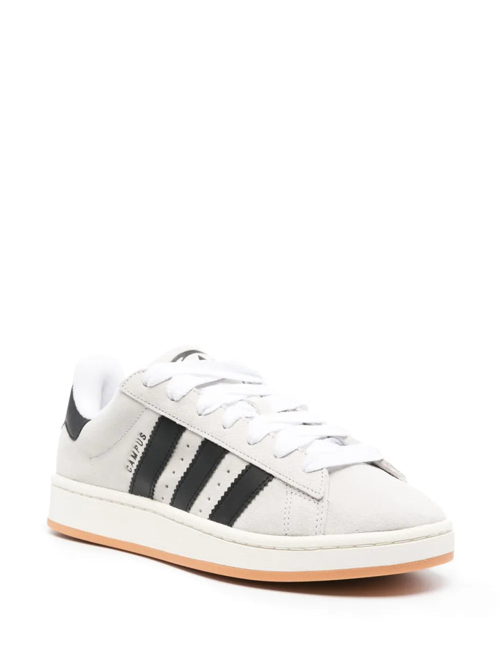 adidas Campus Low-Top Suede Sneakers — Light Grey/Black — Size US M 9.5 - US W 11 — Side View