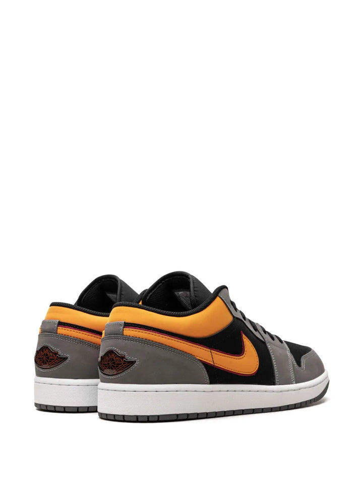 Air Jordan 1 Low Vivid Orange Sneakers — Black/Grey/Orange — Size US M 9.5 - US W 11 — Back View