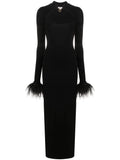 Manuri Cindy Square Neck Long Dress — Black/ Gold — Size XS — Front View