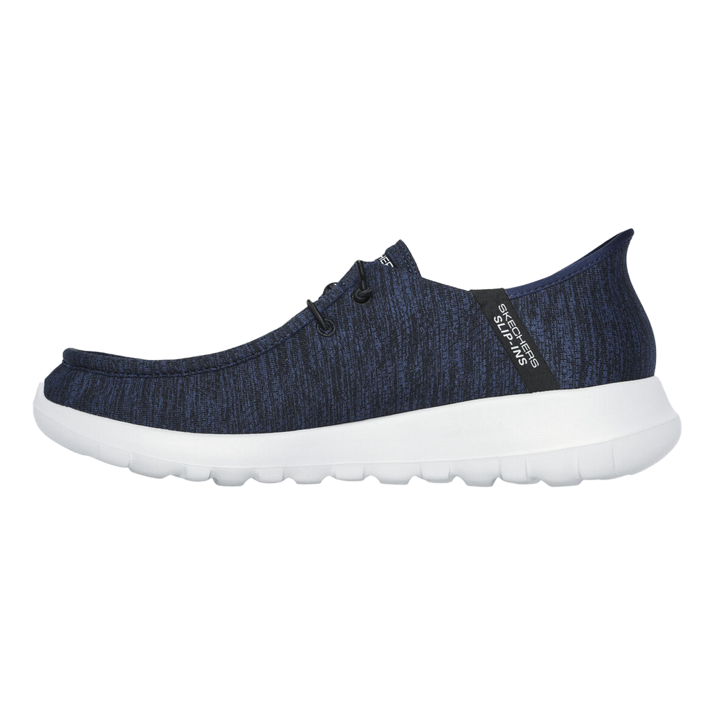 Skechers Go Walk Max - Free Hands — Charcoal And Black Textile — Size D — Width 8 — Side View