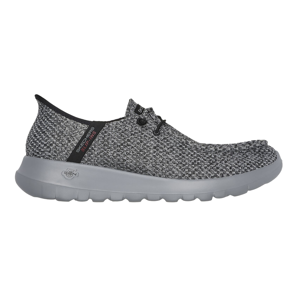 Skechers Go Walk Max - Halycon — Black And Grey Textile — Size D — Width 8 — Front View