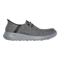 Skechers Go Walk Max - Halycon — Black And Grey Textile — Size D — Width 8 — Front View