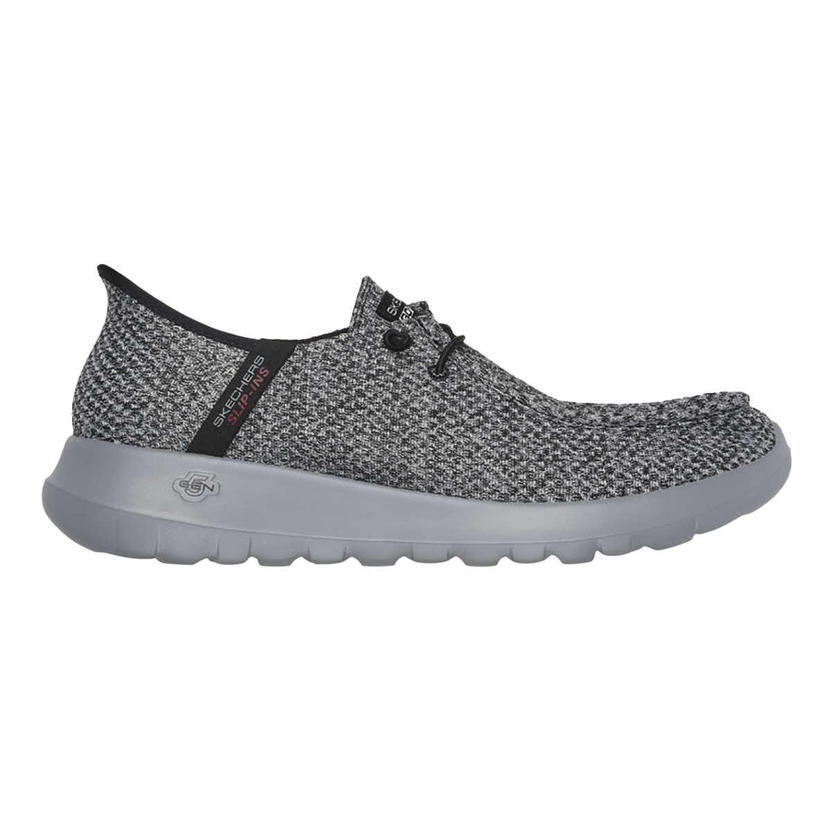 Skechers Go Walk Max - Halycon — Black And Grey Textile — Size D — Width 8 — Front View