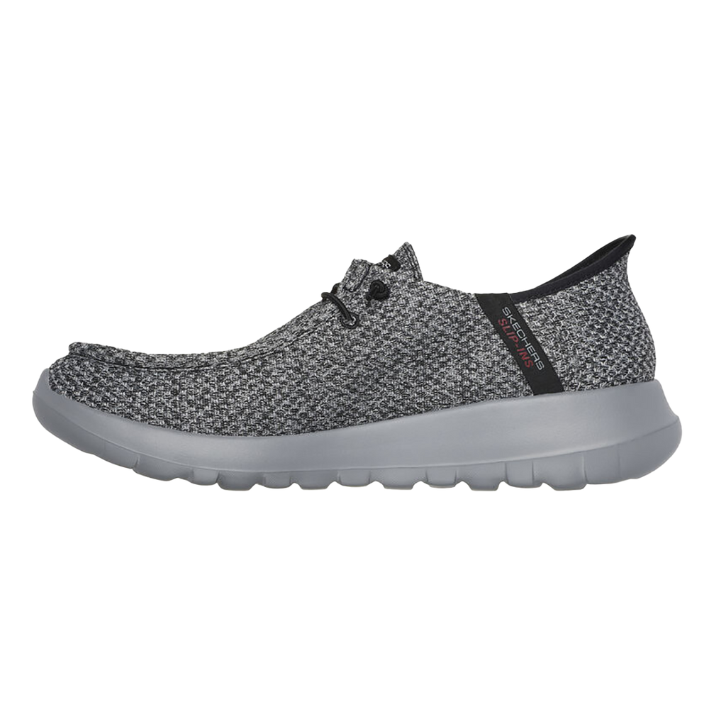 Skechers Go Walk Max - Halycon — Black And Grey Textile — Size D — Width 8 — Side View