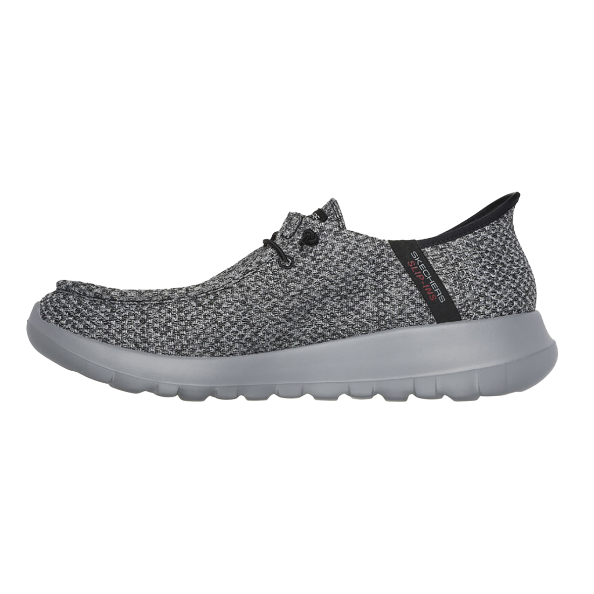Skechers Go Walk Max - Halycon — Black And Grey Textile — Size D — Width 8 — Side View