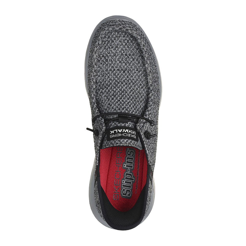 Skechers Go Walk Max - Halycon — Black And Grey Textile — Size D — Width 8 — Back View