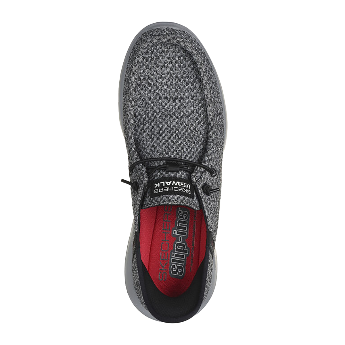 Skechers Go Walk Max - Halycon — Black And Grey Textile — Size D — Width 8 — Back View