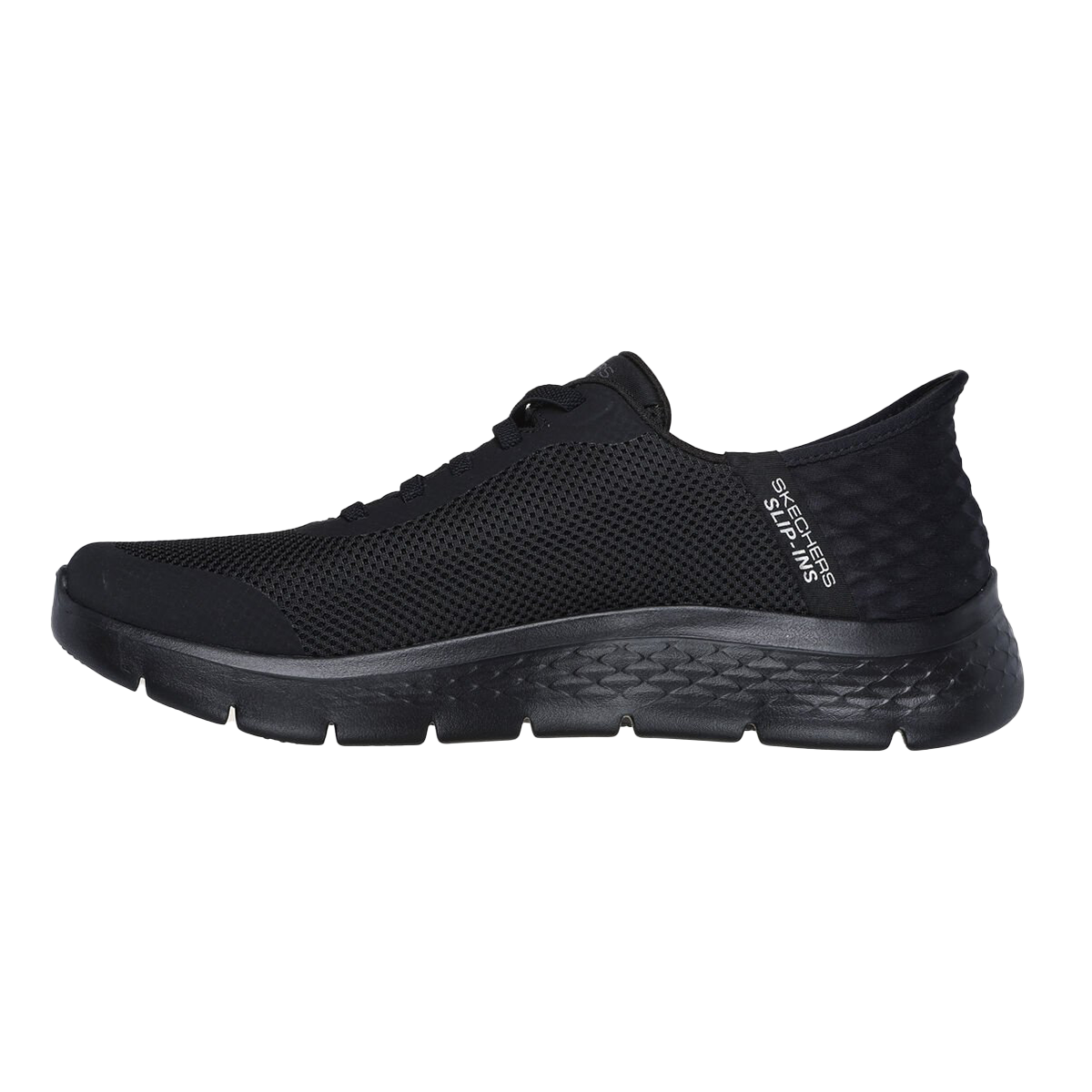Skechers Go Walk Flex - Hands Up — Black Textile - Synthetic — Size D — Width 9 — Side View