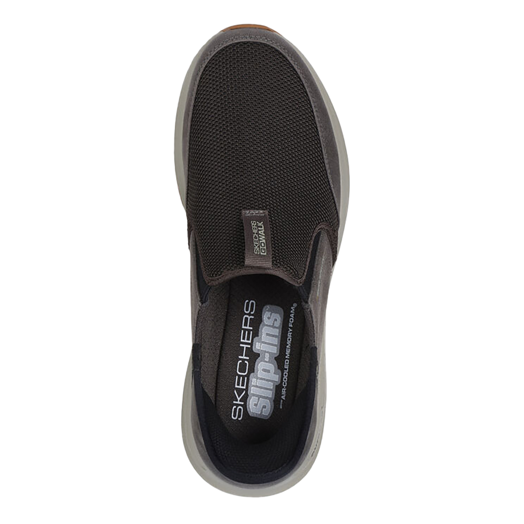 Skechers Go Walk Outdoor - Andes — Brown Textile - Leather — Size 2E — Width 8 — Back View