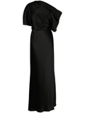 Amsale Off Shoulder Draped Detail Gown — Black — Size XXS — Front View