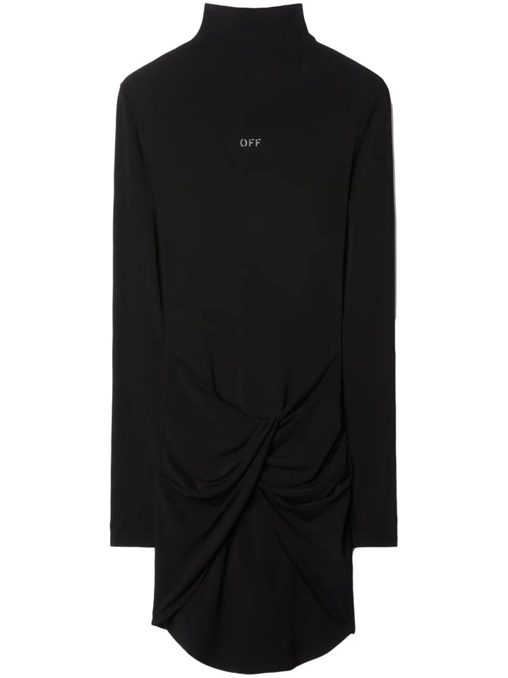Off White Twist Detail Long Sleeve Minidress — Black/ White — Size S — Front View