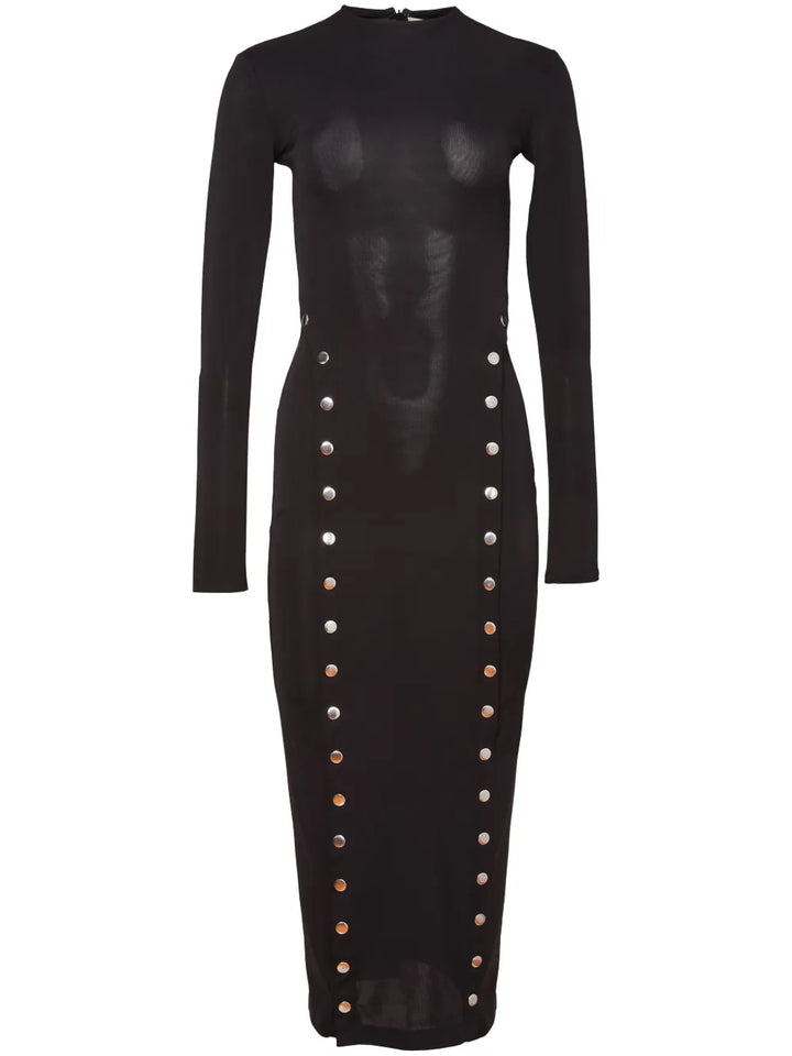Fleur Du Mal Undo Me Midi Dress — Black/ Silver — Size S — Front View