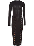 Fleur Du Mal Undo Me Midi Dress — Black/ Silver — Size S — Front View