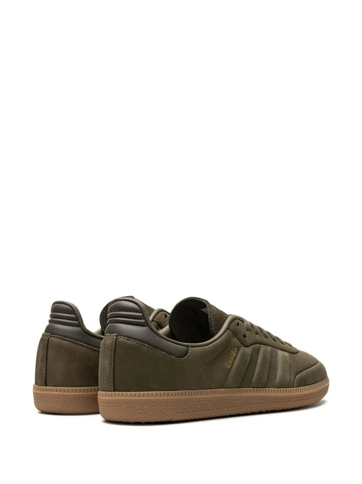 adidas Samba Leather Sneakers — Olive Green — Size US M 10.5 - US W 12 — Back View