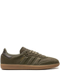 adidas Samba Leather Sneakers — Olive Green — Size US M 10.5 - US W 12 — Front View