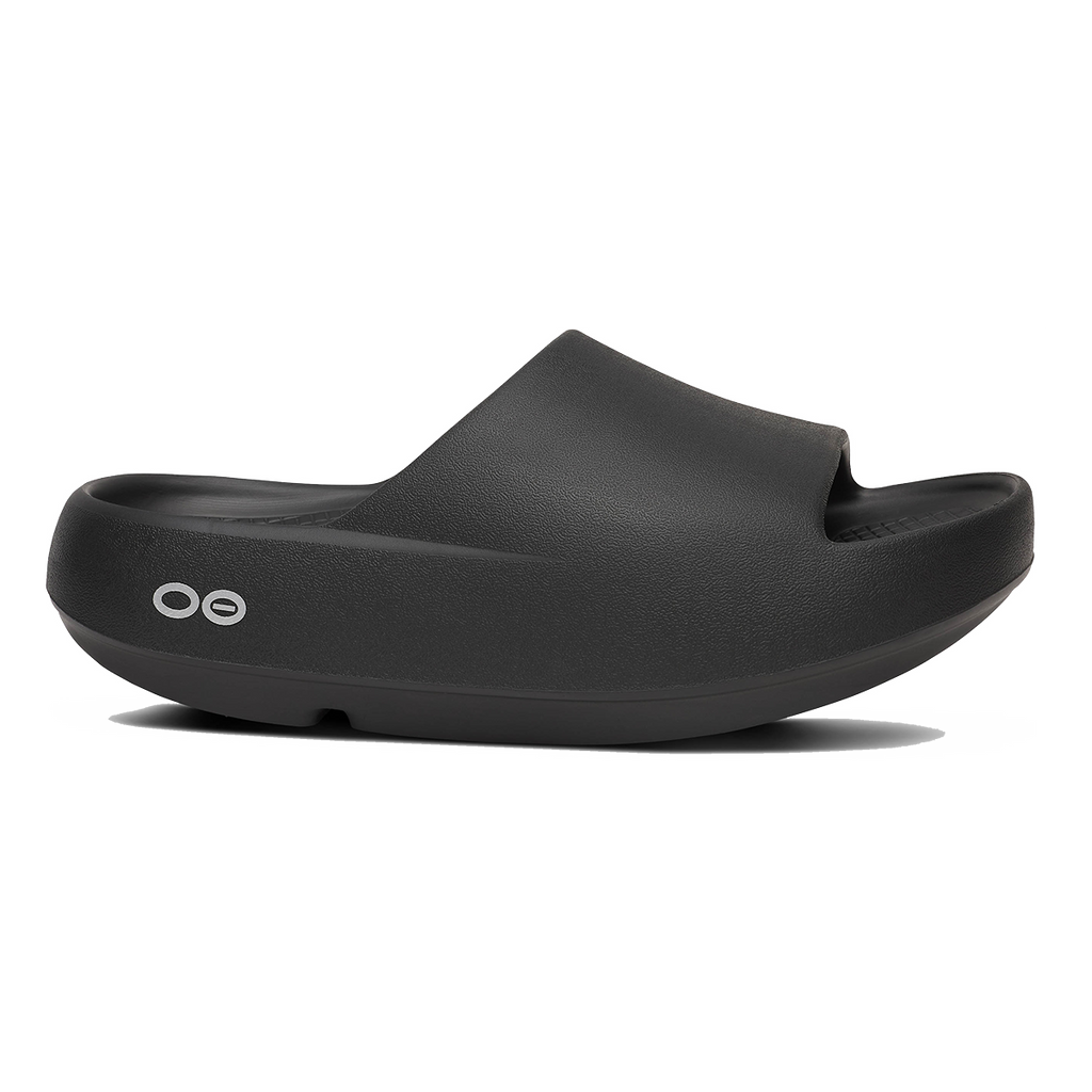 Oofos OOahh+ Slide — Black — Size D — Width 3 M / 5 W — Front View