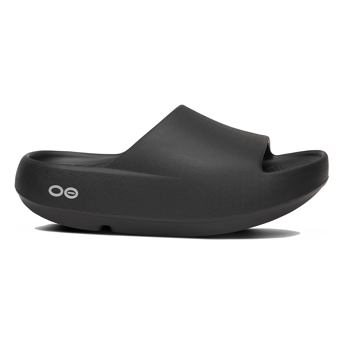 Oofos OOahh+ Slide — Black — Size D — Width 3 M / 5 W — Front View