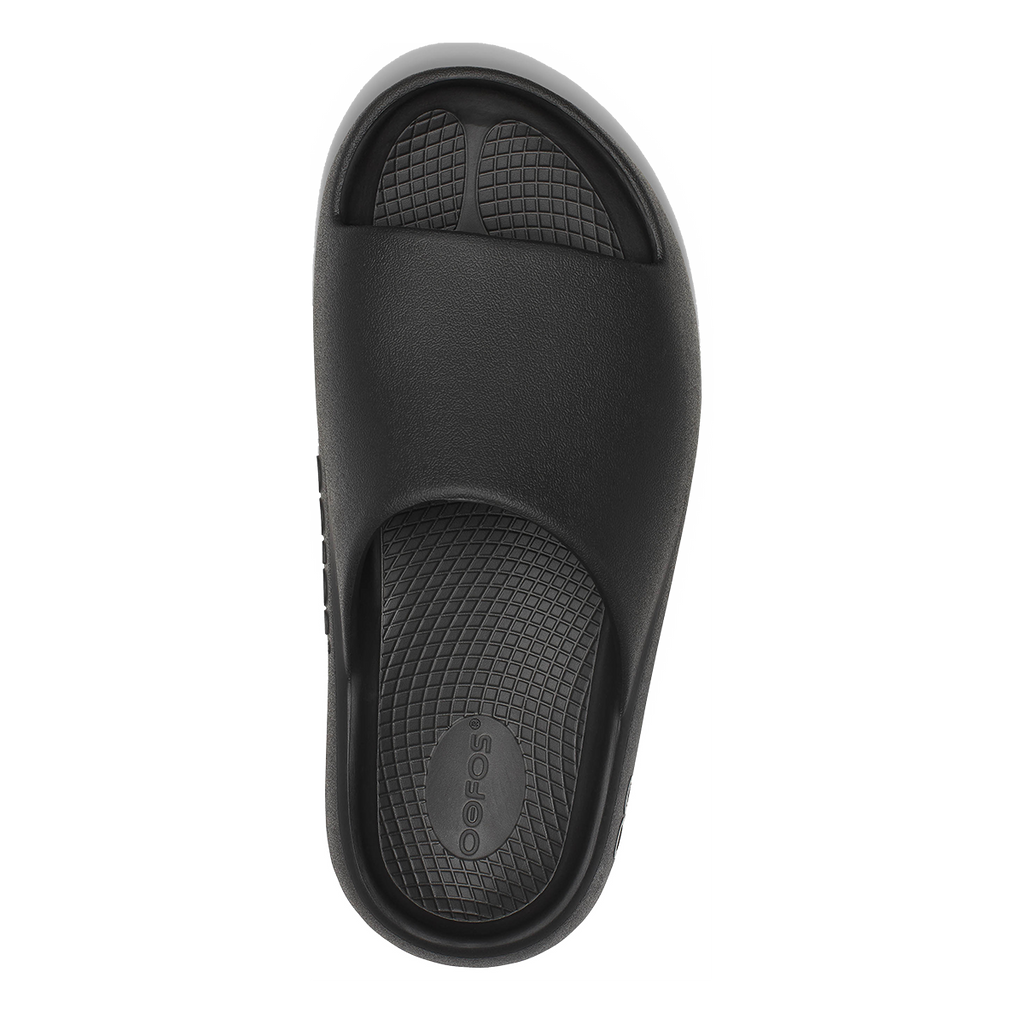 Oofos OOahh+ Slide — Black — Size D — Width 3 M / 5 W — Back View