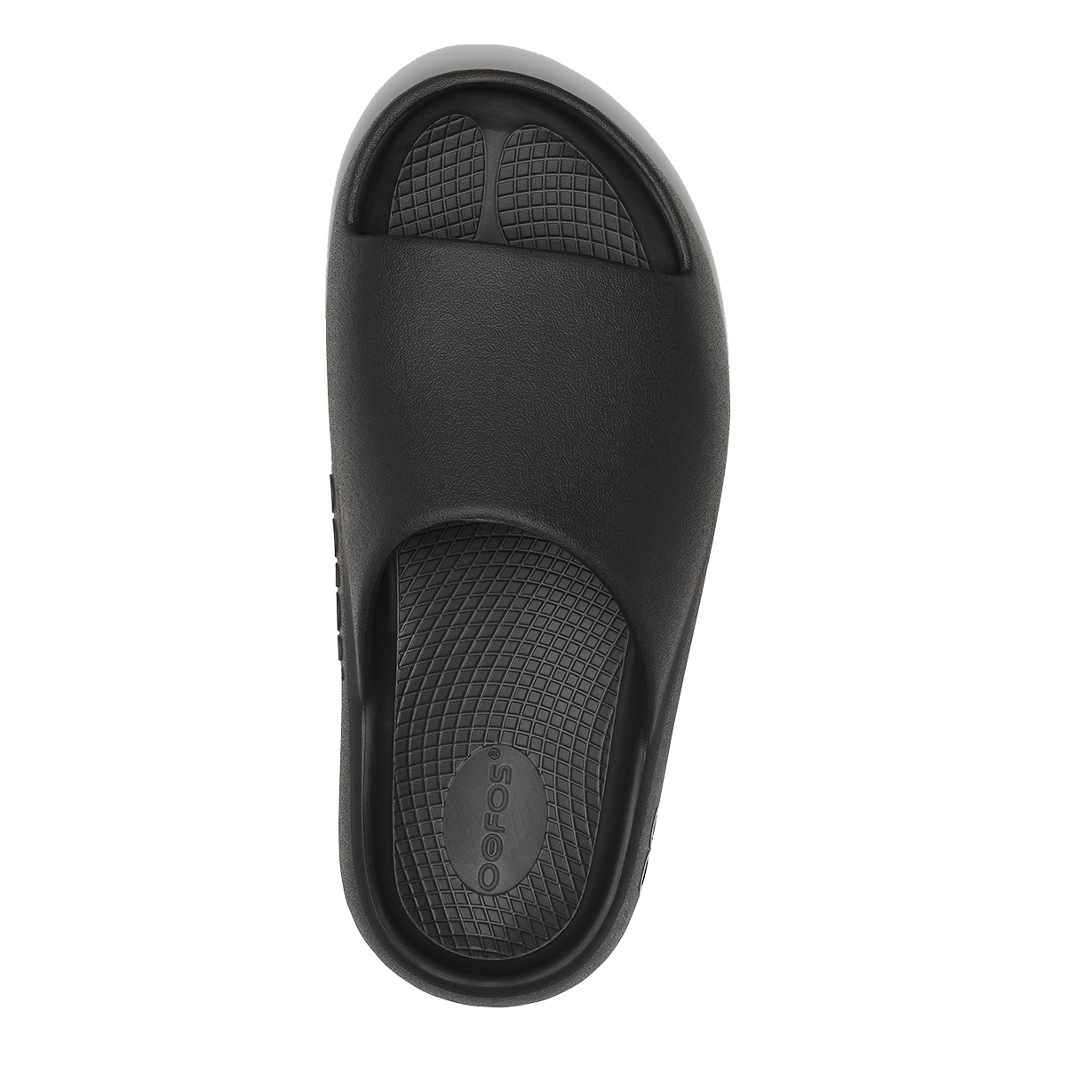 Oofos OOahh+ Slide — Black — Size D — Width 3 M / 5 W — Back View