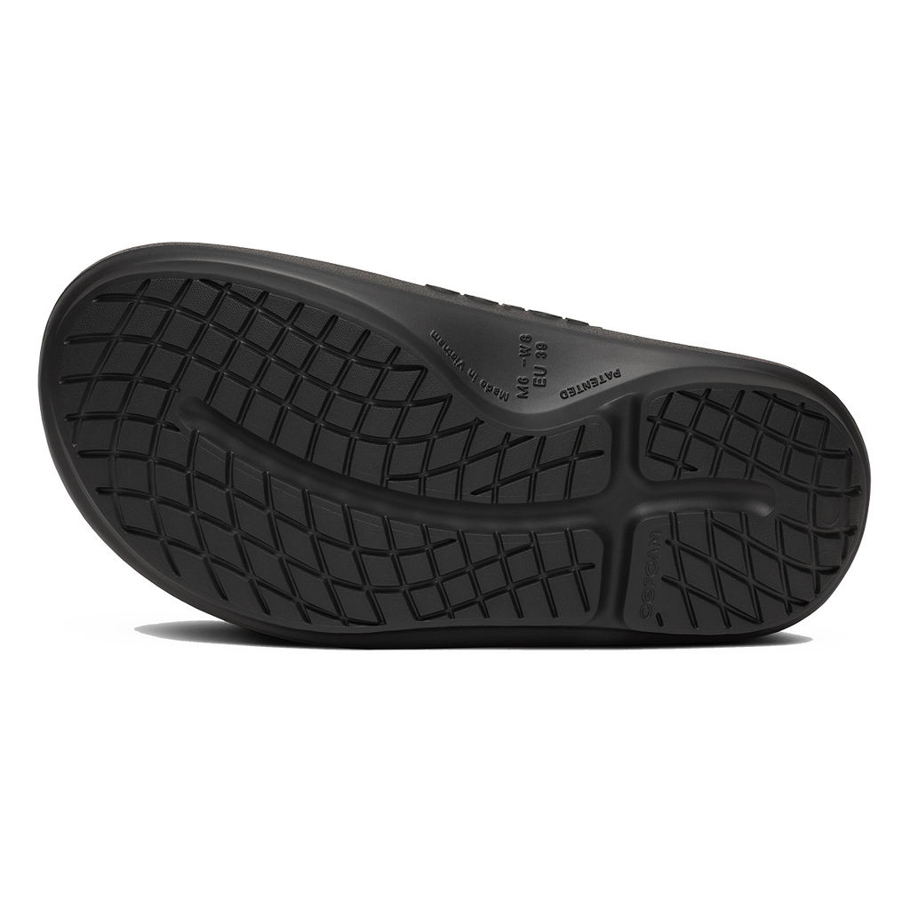 Oofos OOahh+ Slide — Black — Size D — Width 3 M / 5 W — Top View