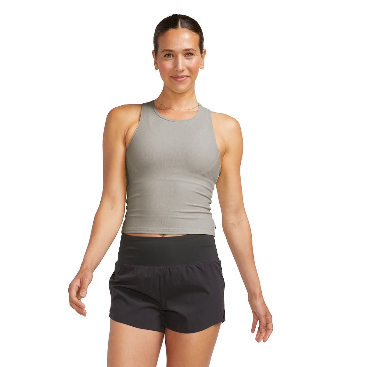 Alwrld ALRN Rib Crop Tank — Black — Size XSmall — Front View